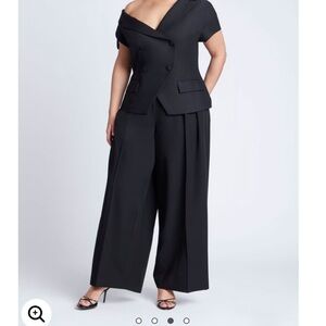Eloquii Asym Neckline Short Sleeve Blazer Pants Suit Set